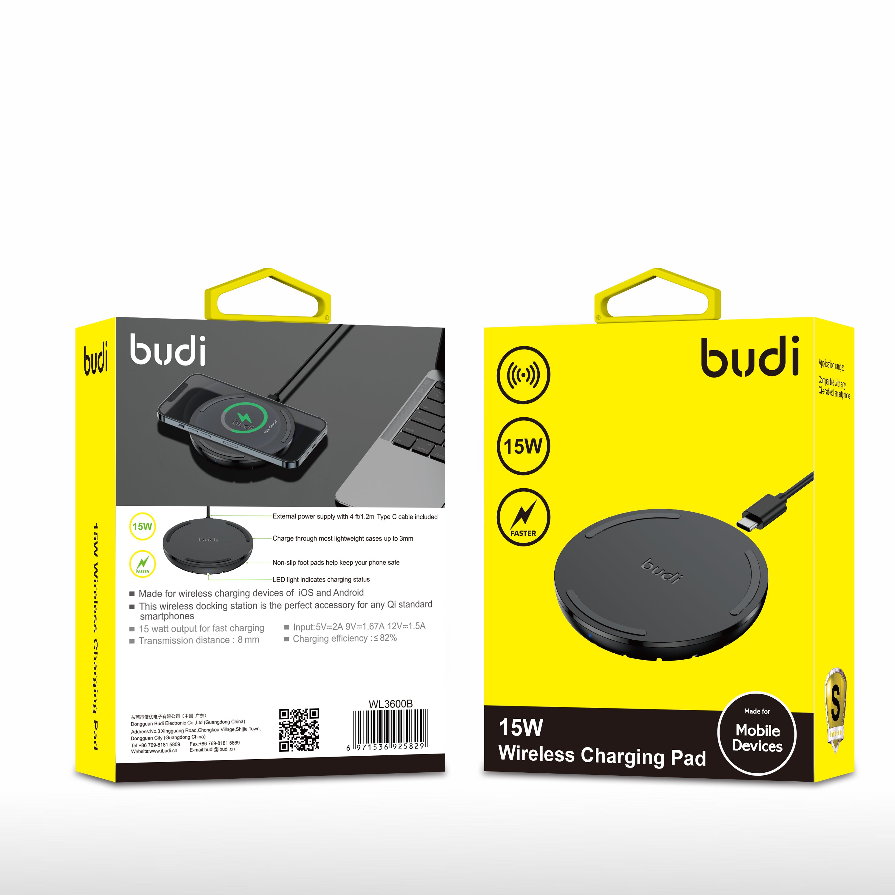 15W Wireless Charger USB C Ports Input WL3600B