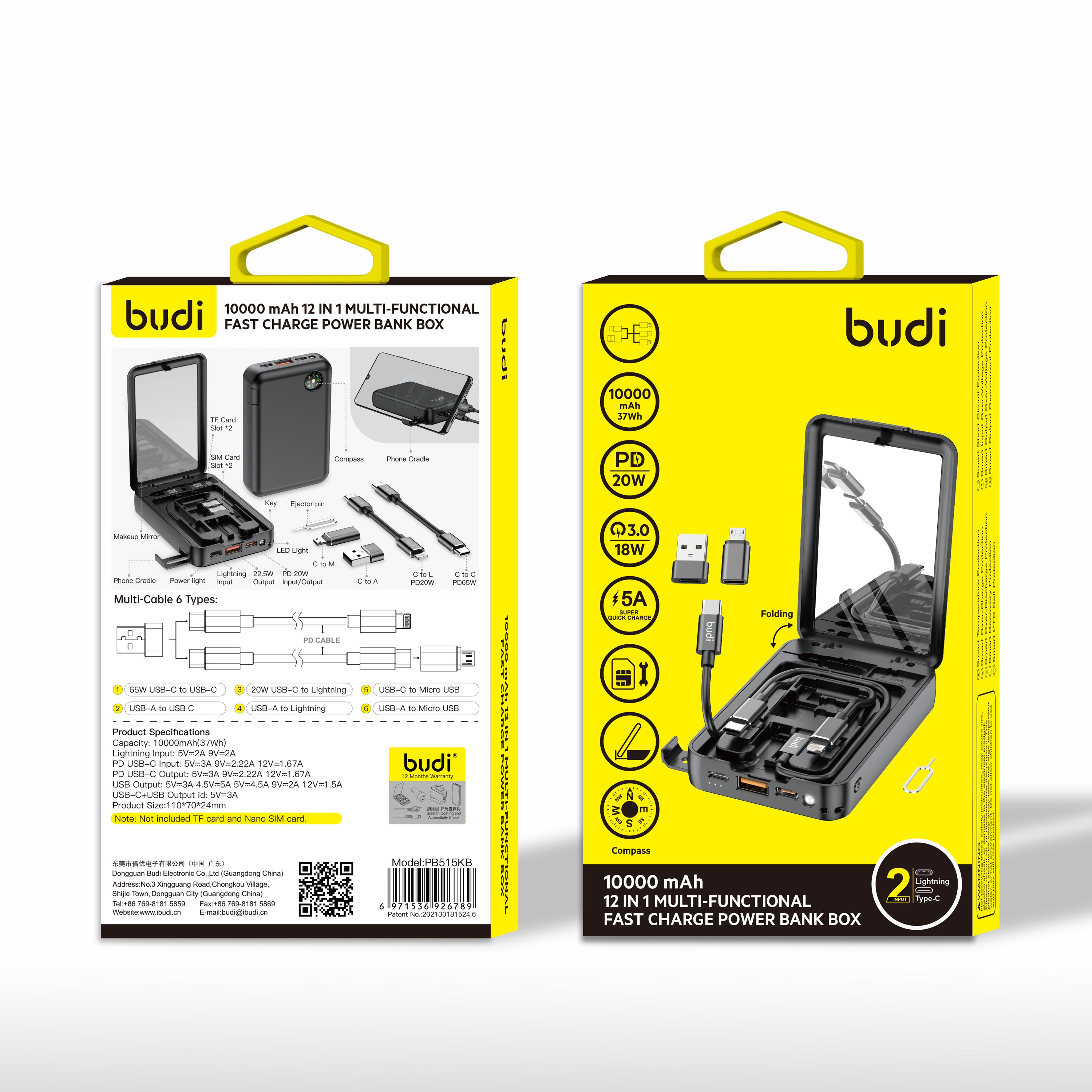 Budi 10000mAh 13in1 Multifunctional power bank box