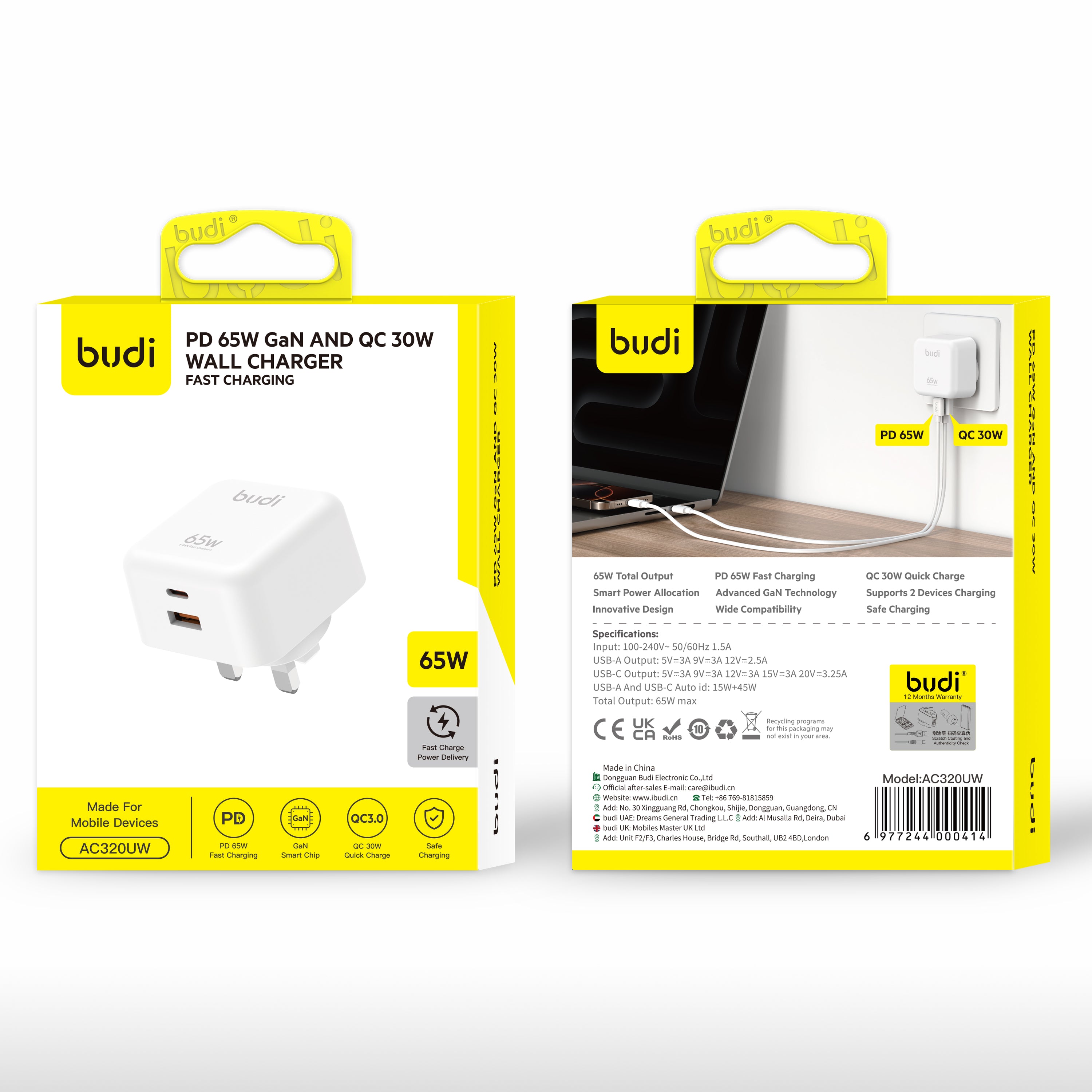 PD65W GaN and QC 30W Wall Charger