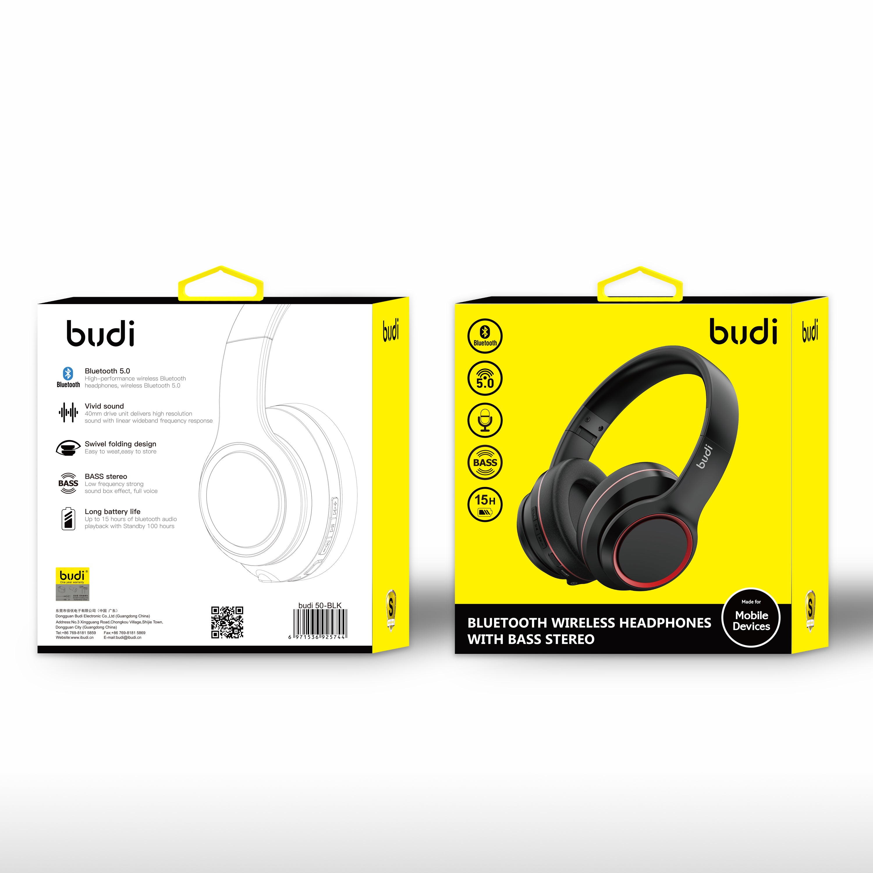 Budi Wireless Headphone With Bass Stereo