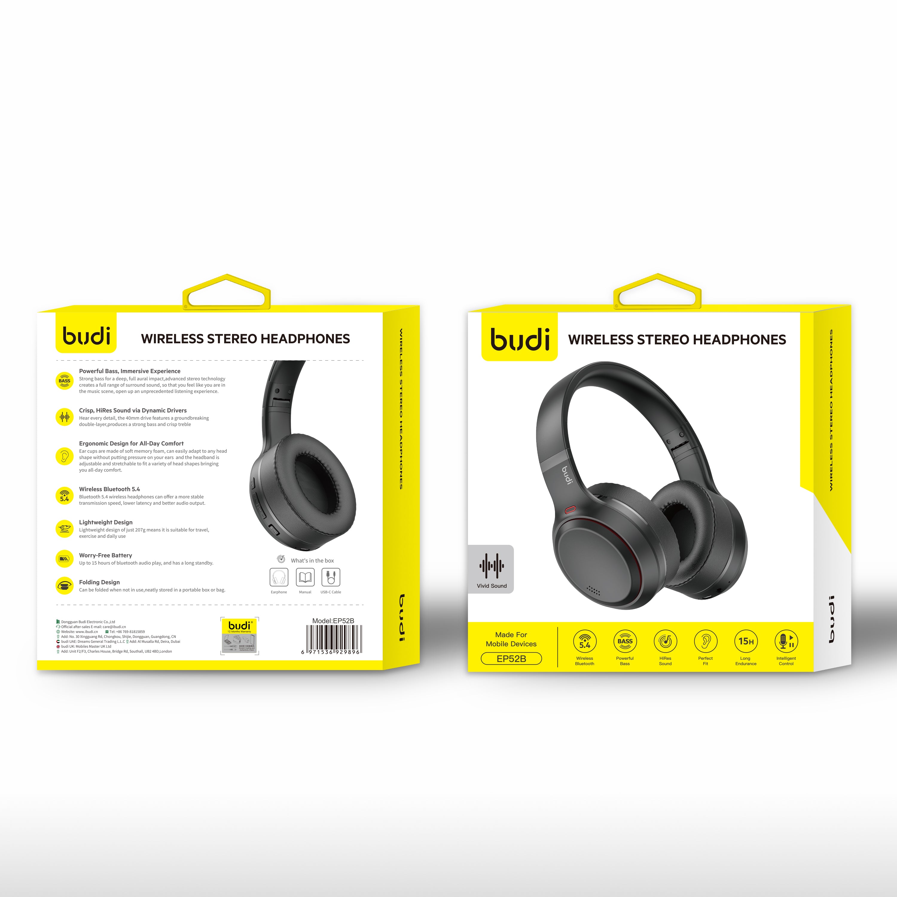 Budi Wireless Over Head Stereo Earphone Vivid Sound