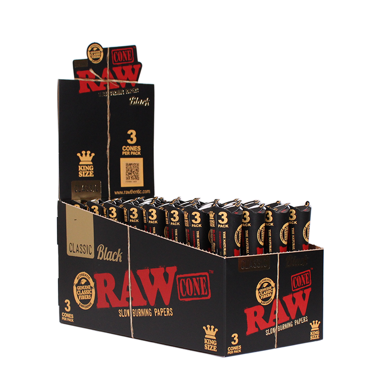 Raw Kingsize Cone Black 3 Pack (32 Pcs)