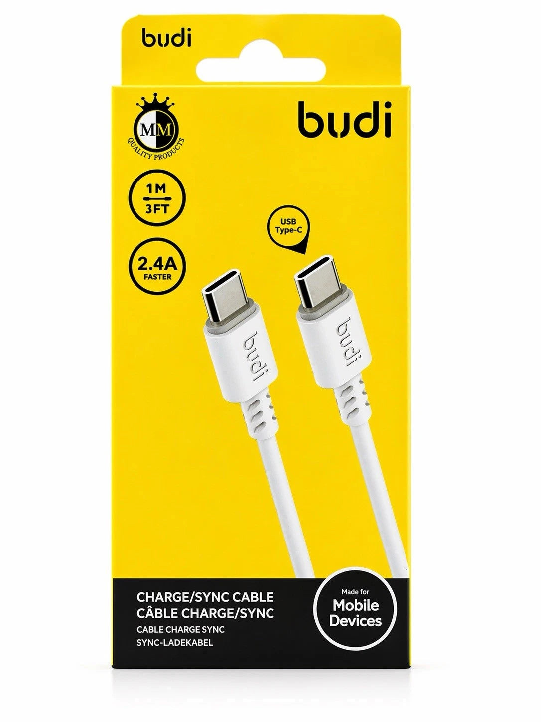 Budi 2.0 USB -A To USB-C Charge Cable