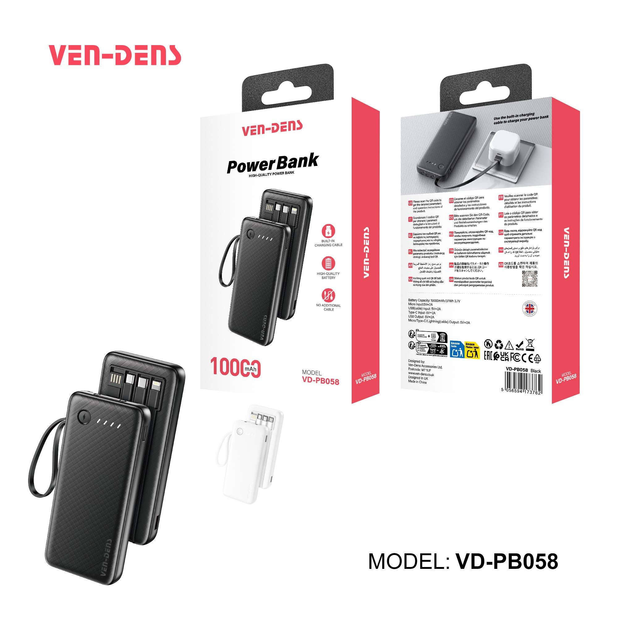 Ven-Dens Power Bank 10000 MAH