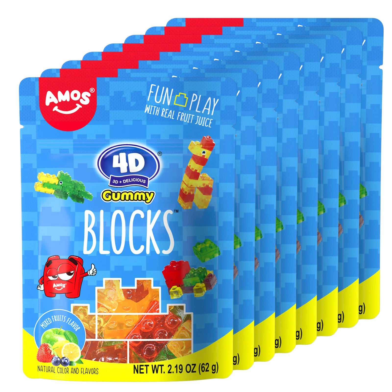 Amos 4D 3D Gummy Block 72g (Pack of 12)