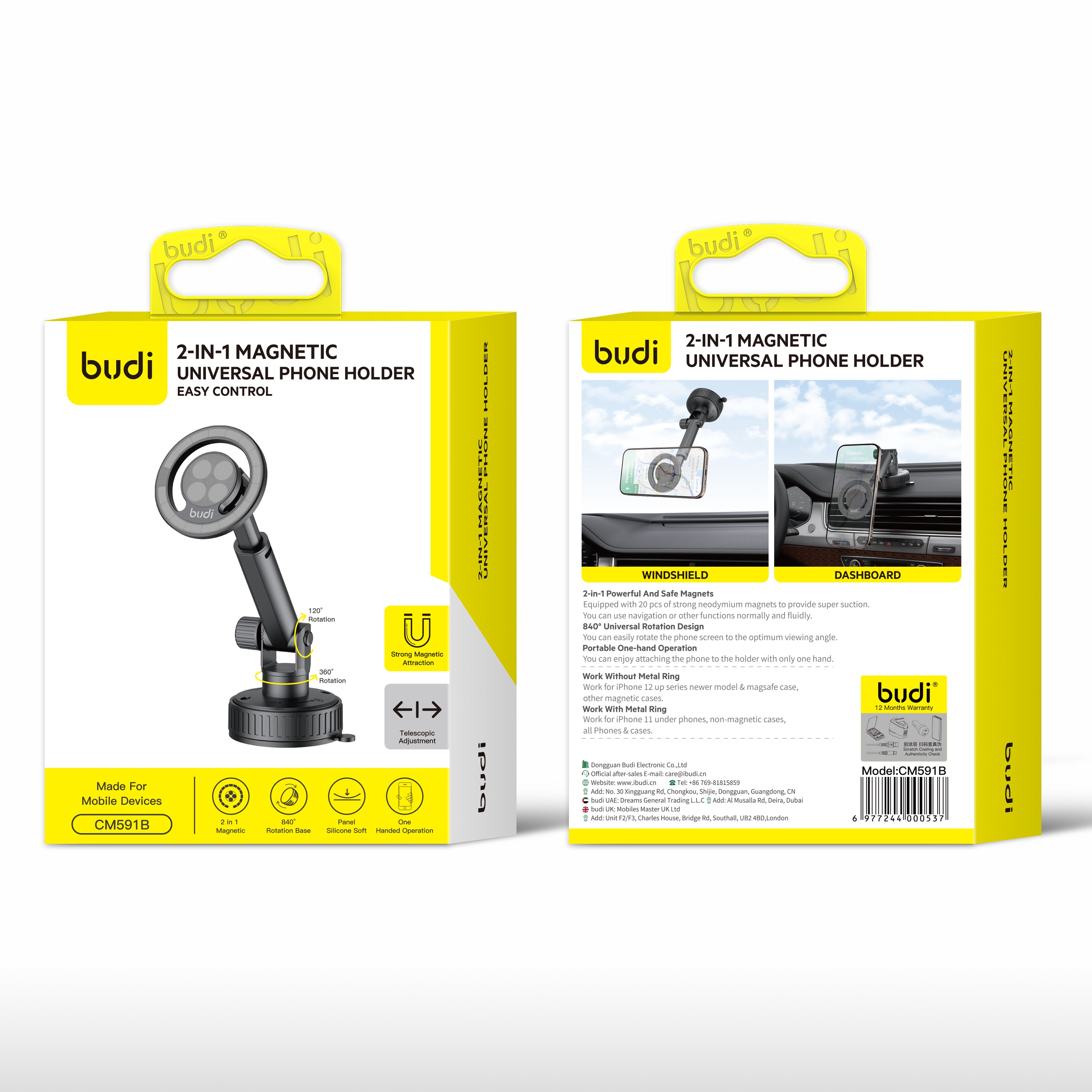 Budi 2 In 1 Magnetic Universal Phone Holder