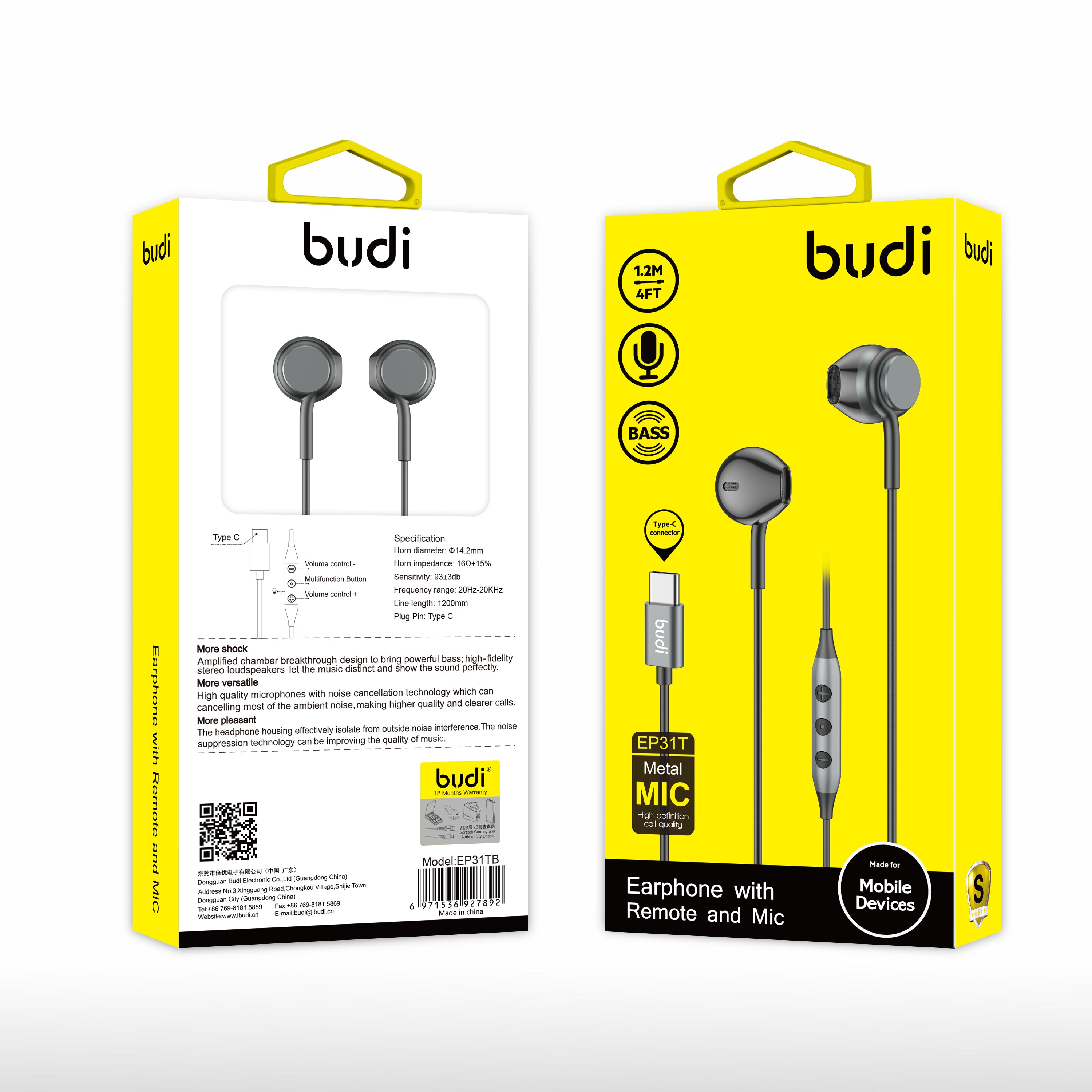 Budi Type C Earphone