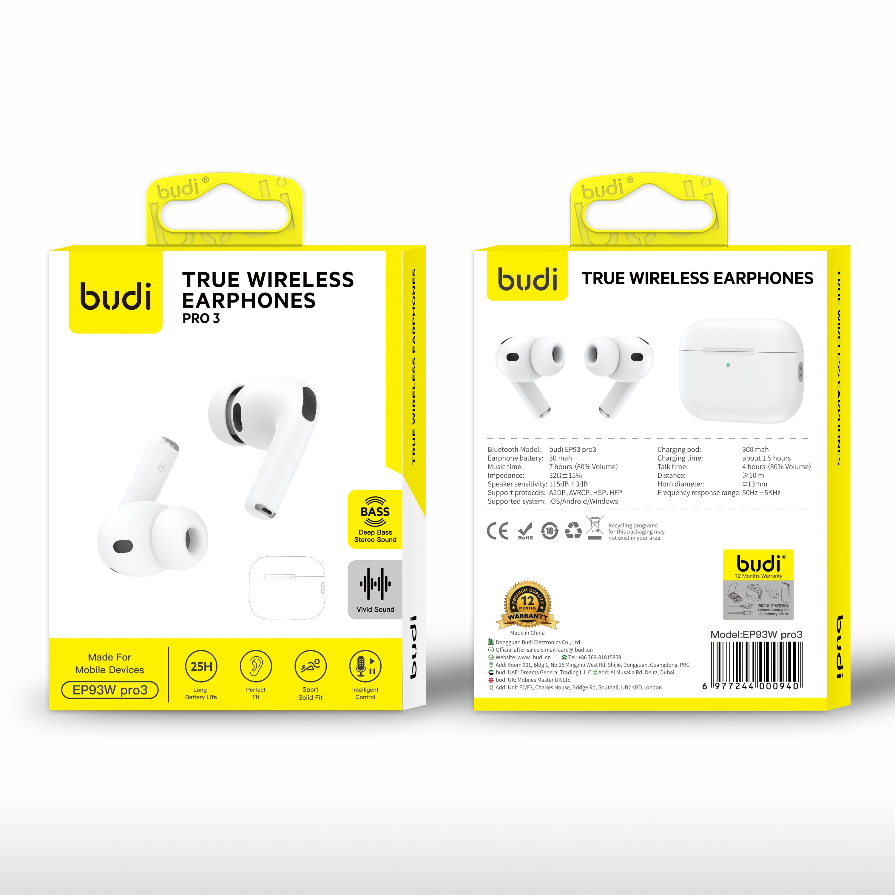 Budi TWS True Wireless Earphone Pro 3