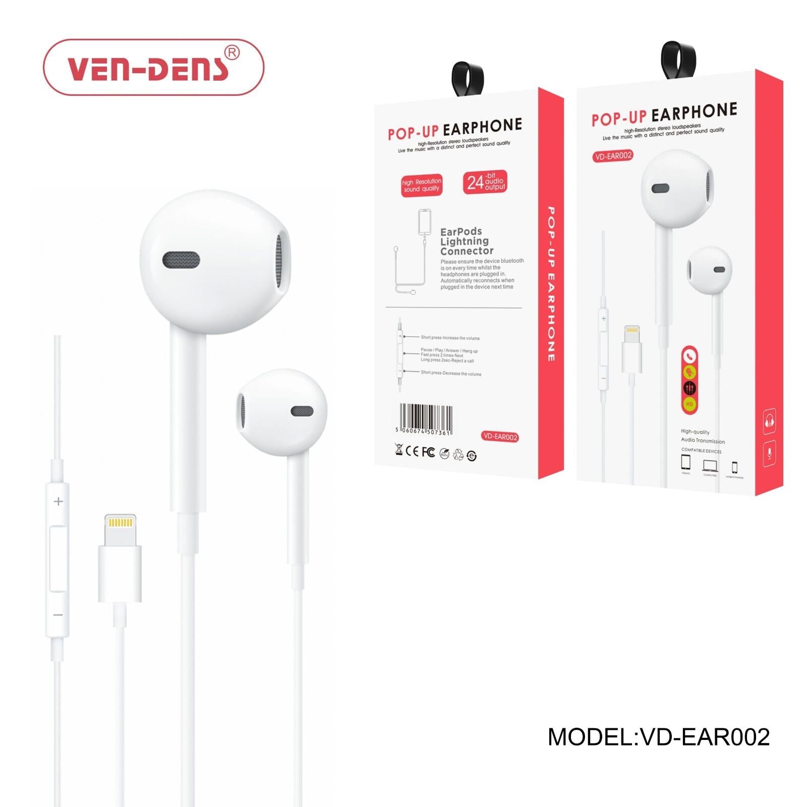 Ven-Dens Pop-Up wired Lightning earphone
