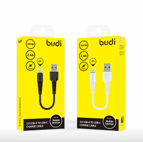 Budi 2.0 USB-A to USB-C Charger Cable M8J150T20-WHT
