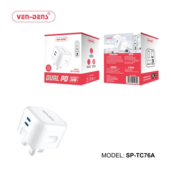 Ven-Dens 20W Dual PD Port Charger Plug