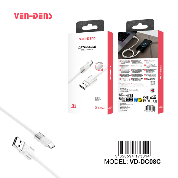 Ven-Dens Data Cable USB A To Type C