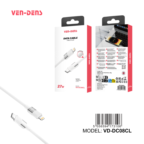 Ven-Dens 27W PVC USB C To Lightning Charging Cable