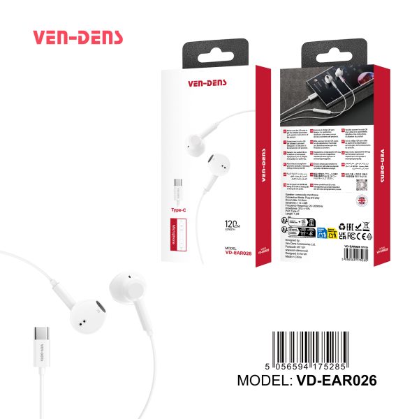 Ven-Dens Earphones Plug & Play for TYPE-C Jack