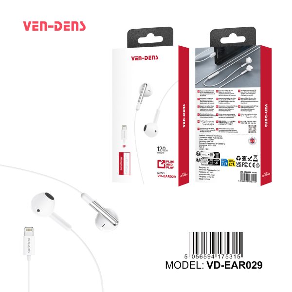 Ven-Dens Earphones Plug & Play for Lightning jack