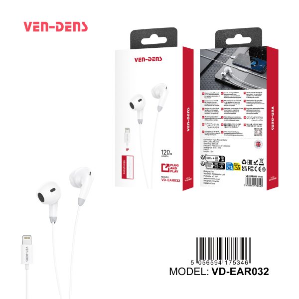 Ven-Dens Earphone Plug & Play for Lightning Jack 120CM