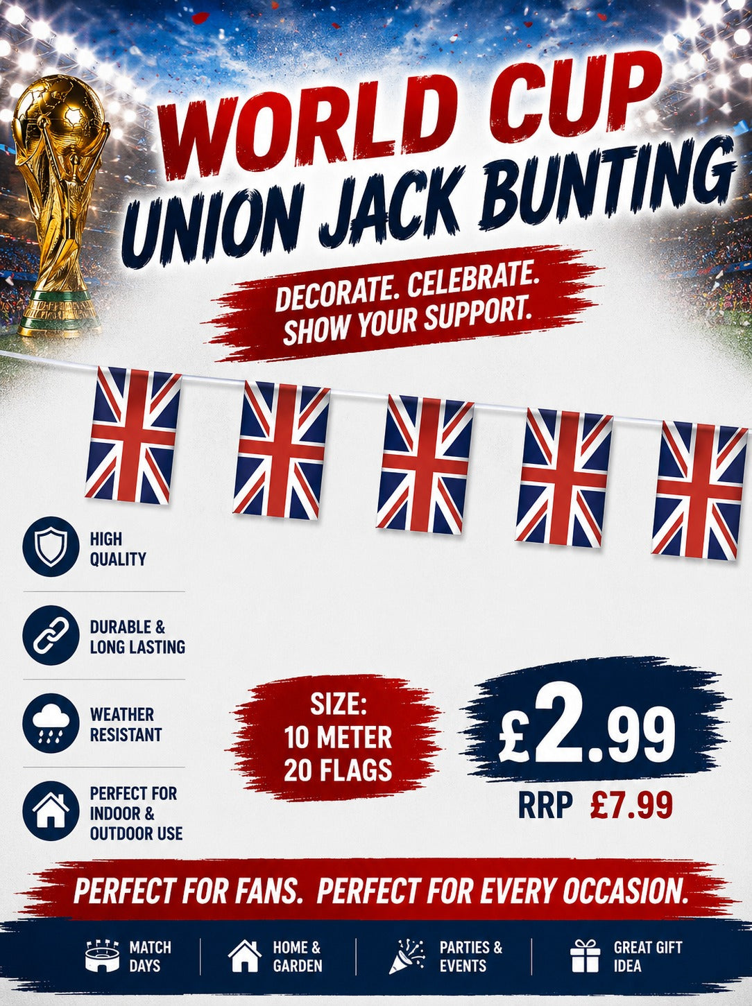 World Cup UNION JACK Bunting