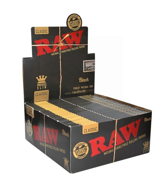 Raw BLACK Classic Rolling Papers Kingsize Slim (50 Booklets)